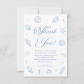 ダスティーブルーのビーチ沿いのベイビーシャワー サンキューカード (正面)
