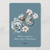 ダスティーブルーのピーオニーとコットンのブライダルシャワー 招待状 (裏面)