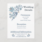 ダスティーブルーのフォークフラワーの結婚式の詳細 エンクロージャーカード (正面)