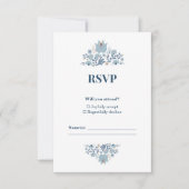 ダスティーブルーのフォークフラワーウェディング RSVP (正面)