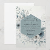 ダスティーブルーのフロスティーブルームウェディング 招待状 (正面/裏面)