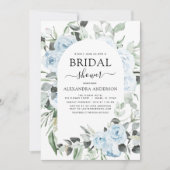 ダスティーブルーのブライダルシャワー花緑の招待状 招待状 (正面)
