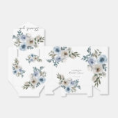 ダスティーブルーのブライダルシャワー フラワー エレガント スクリプト フェイバーボックス (折り畳みなし)