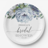 ダスティーブルーのブライダルシャワー ペーパープレート (正面)