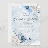 ダスティーブルーのブランチ バブル バースデー 招待状 (正面)
