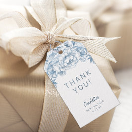 ダスティーブルーのベイビーシャワーの感謝タグ - エレガント ギフトタグ
