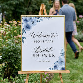 ダスティーブルーのボヘミアンフラワーブライダルシャワープレート ポスター