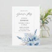 ダスティーブルーのボヘミアンフラワー卒業パーティー 招待状 (スタンド正面)