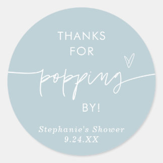 ダスティーブルーのポップコーンのプチギフト、来てくれてありがとう ラウンドシール