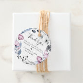 ダスティーブルーのマーブルの花輪のウェディング フェイバータグ (インサイチュ)