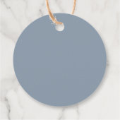 ダスティーブルーのマーブルの花輪のウェディング フェイバータグ (裏面)