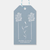 ダスティーブルーのミニマリストカーリーフラワーリング ギフトタグ (裏面)
