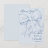 ダスティーブルーのミニマルなブライズシャワー サンキューカード (正面/裏面)