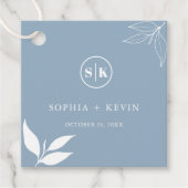 ダスティーブルーのミニマルなブランチリーフイニシャルロゴ フェイバータグ (正面)