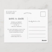 ダスティーブルーのミニマルな写真でお知らせする結婚式の日時 ポストカード (裏面)