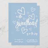 ダスティーブルーのミニマルな男の子のベビーシャワー 招待状 (正面/裏面)