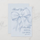 ダスティーブルーのミニマルな結婚前お披露目パーティー サンキューカード (正面/裏面)