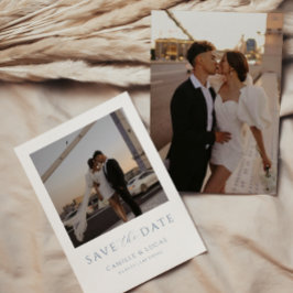 ダスティーブルーのミニマルなSave the Date招待状 招待状