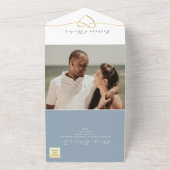 ダスティーブルーのミニマルウェディング オールインワン招待状 (外側)