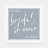 ダスティーブルーのミニマルスクリプト ブライダルシャワー スタンダードランチョンナプキン (正面)