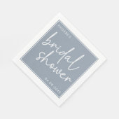 ダスティーブルーのミニマルスクリプト ブライダルシャワー スタンダードランチョンナプキン (角)