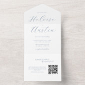 ダスティーブルーのミニマルQRコードオールインワン招待状 オールインワン招待状 (内側)