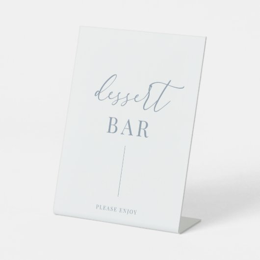 ダスティーブルーのモダンでエレガントなウェディングデザートバー 台座サイン (正面)