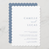 ダスティーブルーのモダンなミニマルウェディング招待状 招待状 (正面/裏面)