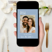 ダスティーブルーのモダンな写真ウェディング Save the Date セーブザデート