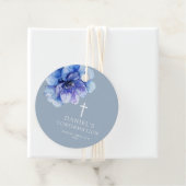 ダスティーブルーのモダンな水彩花イラストの確認タグ フェイバータグ (インサイチュ)