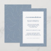ダスティーブルーのモダンな結婚式の宿泊施設の詳細 エンクロージャーカード (正面/裏面)