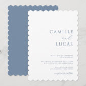 ダスティーブルーのモダン ミニマル ウェディング招待状 招待状 (正面/裏面)