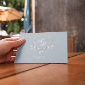 ダスティーブルーのモノグラムスクリプト 結婚式のお礼 サンキューカード