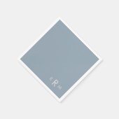 ダスティーブルーのモノグラム ウェディングカクテル スタンダードカクテルナプキン (角)