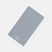 ダスティーブルーのモノグラム ウェディング ペーパー ゲストタオル (コーナー)