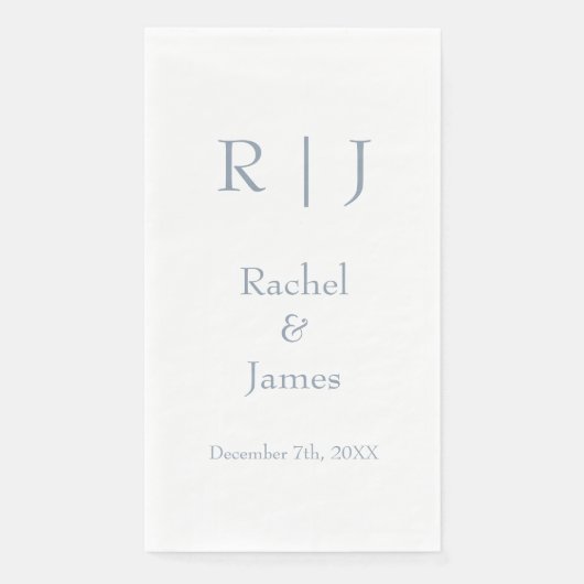 ダスティーブルーのモノグラム 名前 シンプル ミニマル ウェディング (正面)