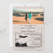 ダスティーブルーのモロッコパスポート結婚式招待状 招待状 (正面)