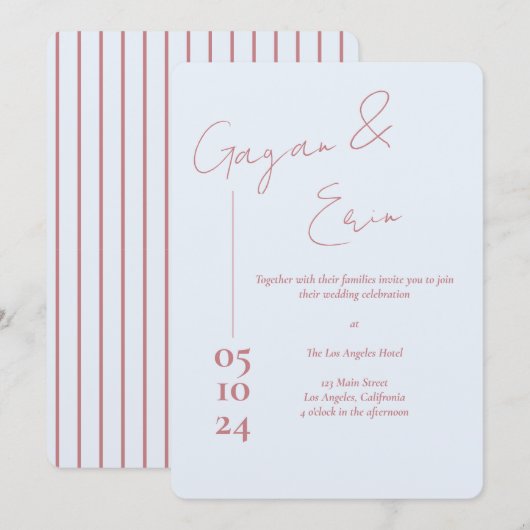 ダスティーブルーのラブレター ウェディング招待状 招待状 (正面/裏面)