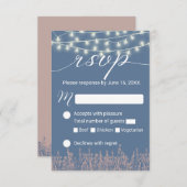ダスティーブルーのラベンダー花モダンなウェディングの出欠確認 出欠カード (正面/裏面)