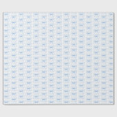 ダスティーブルーのリボン カールしたリボンのフレーム おしゃれで遊び心のある ラッピングペーパー (フラット)