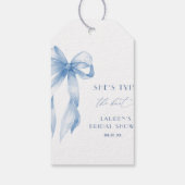 ダスティーブルーのリボン 結婚式のサプライズパーティー ギフトタグ (裏面)