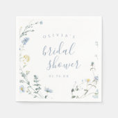 ダスティーブルーのワイルドフラワーのある素朴なボヘミアンスタイルのブライズシャワー スタンダードカクテルナプキン (正面)