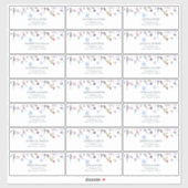 ダスティーブルーのワイルドフラワーのブライダルシャワーのゲスト住所ラベル シール (シート)