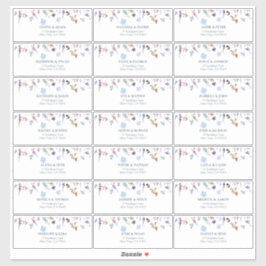 ダスティーブルーのワイルドフラワーのブライダルシャワーのゲスト住所ラベル シール