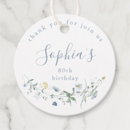 ダスティーブルーのワイルドフラワーのボヘミアンバースデー フェイバータグ