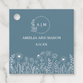 ダスティーブルーのワイルドフラワーの結婚式 フェイバータグ (正面)