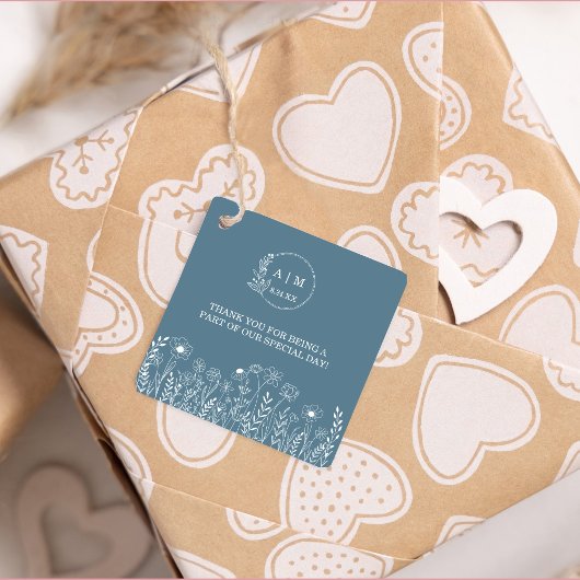 ダスティーブルーのワイルドフラワーの結婚式 フェイバータグ