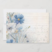 ダスティーブルーのワイルドフラワー ウェディング サンクスカード サンキューカード (裏面)