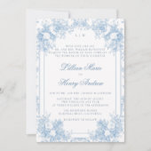 ダスティーブルーのヴィンテージガーデン フレンチ フローラル ウェディング 招待状 (正面)