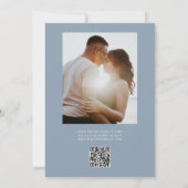 ダスティーブルーの写真QRコード付きブライズシャワー 招待状 (裏面)